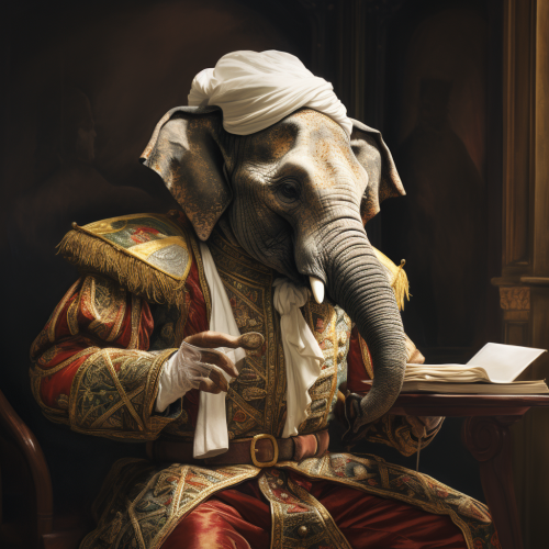 AI-generated image of an elephant playing Othello