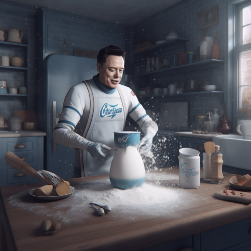 Elon Musk enjoying baking powder playtime