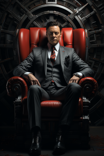 Innovative Visionary Elon Musk with SpaceX and Tesla signage