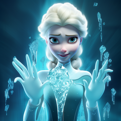 Elsa with hand up and glove