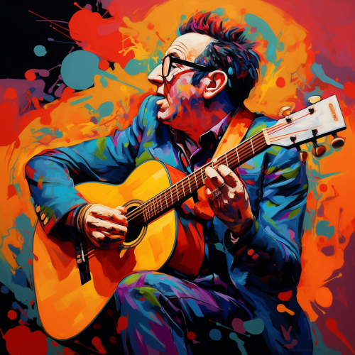 Elvis Costello performing live on stage