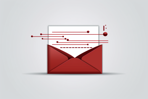 Stylized email envelope icon with bar chart
