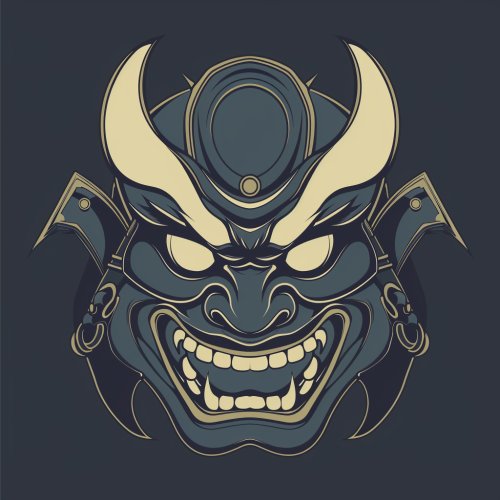 Emblem logo with Japanese demon mask