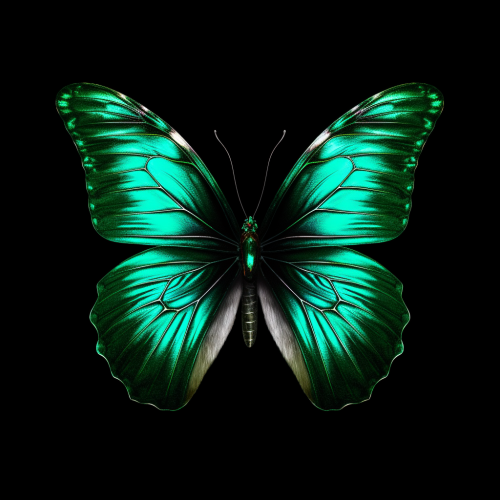Emerald Butterfly on Black