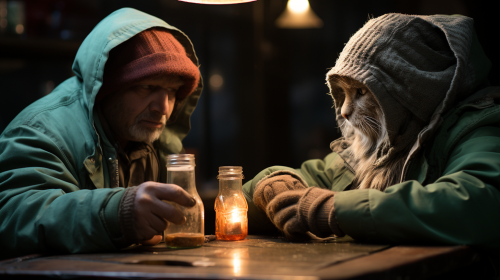 Emo cats enjoying a tea party