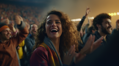 Crowd of Emotional Olympic Athletes and Fans