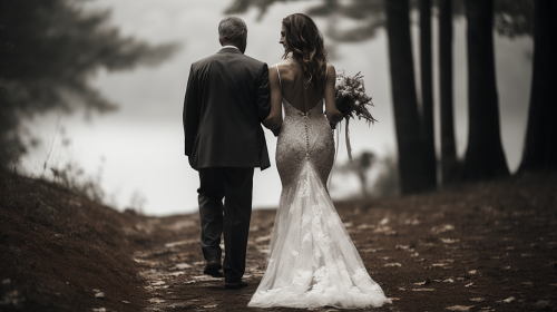 Bride and Father Walking on Wedding Day