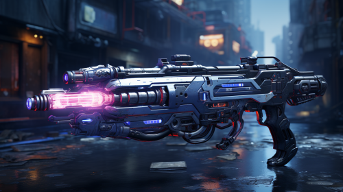 Futuristic EMP Pulse Cannon in action