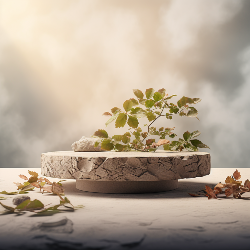 Beautiful commercial product display with nature-inspired elements