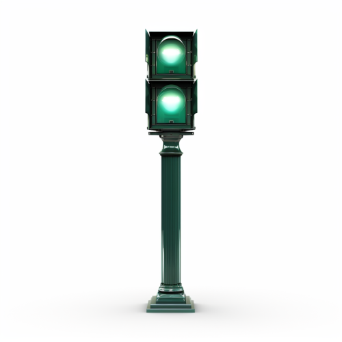 Empty green road signal on white background