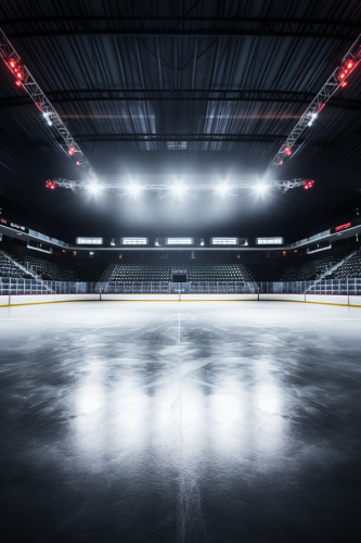 Empty hockey rink with epic arena lighting