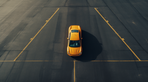 Car parked on empty tarmac