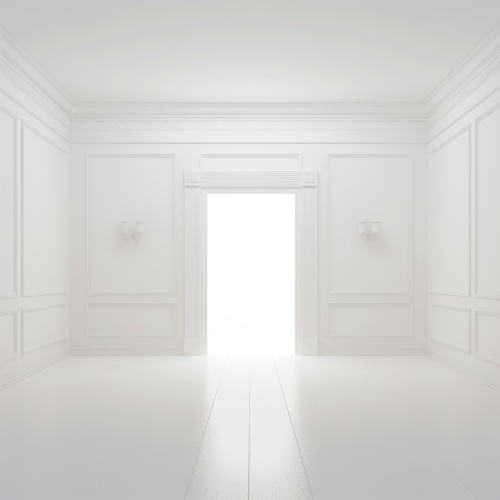 Spacious empty white room with minimalist decor