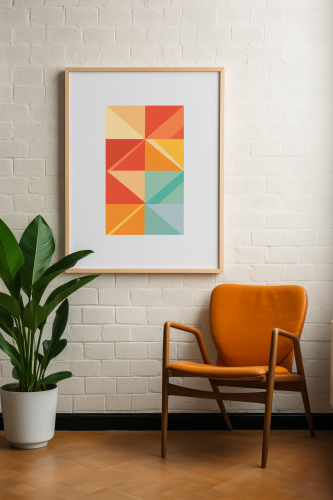 Empty Wooden Picture Frame Poster Mockup