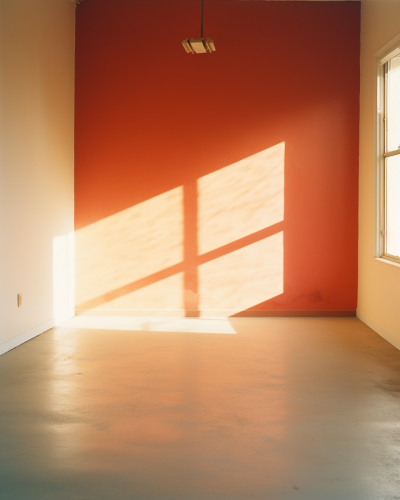 Serene empty room with cinematic lighting