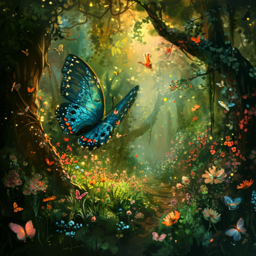 Enchanted forest fairy tale wonderland butterfly