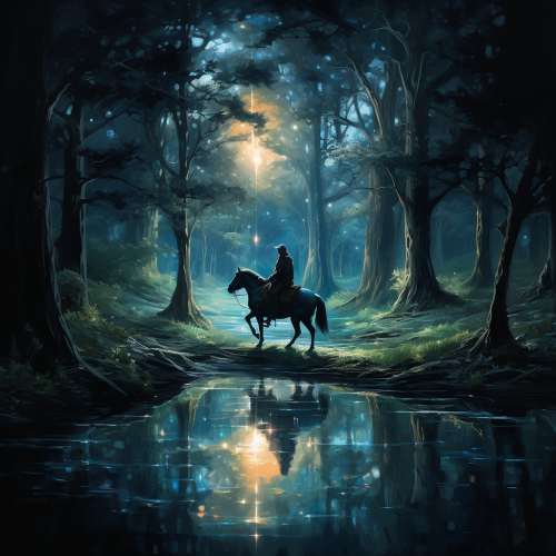 Enchanted Forest Moonlit Stallion Rider Pool