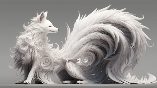 Enchanting dog with multiple tails and three eyes