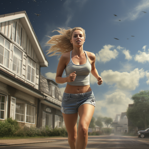 Woman running with full energy Woman running with full energy