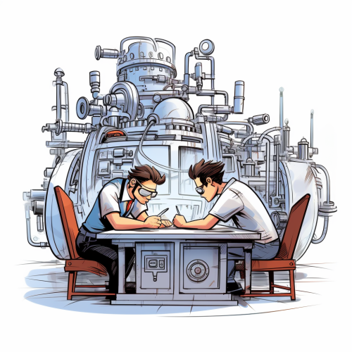 Engineers designing steel concept art