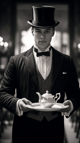 Elegant English Butler in Monochrome