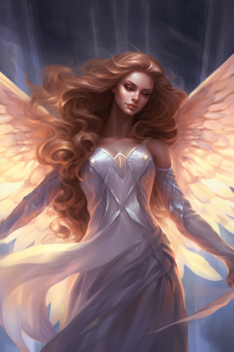 Serene angel with beautiful feathered wings