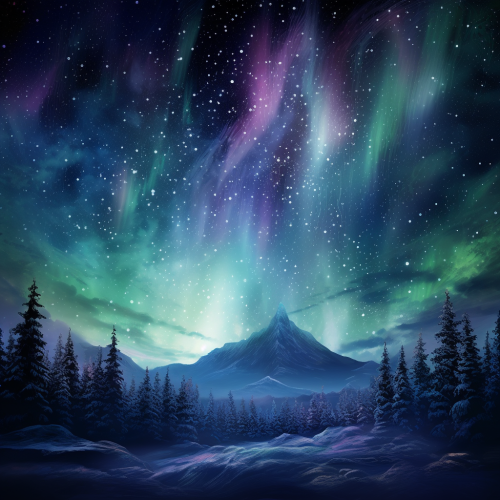 Serene aurora borealis in starry sky