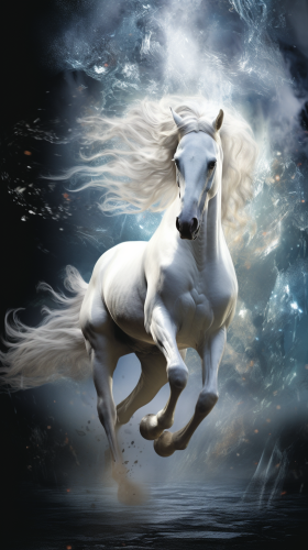 Stunning ethereal white horse in 3D