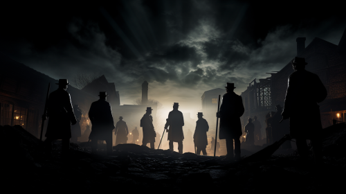 Silhouettes of historical laborers and soldiers Silhouettes of historical laborers and soldiers