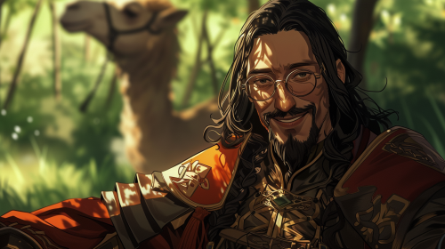 Smiling European Man with Black Hair and Beard