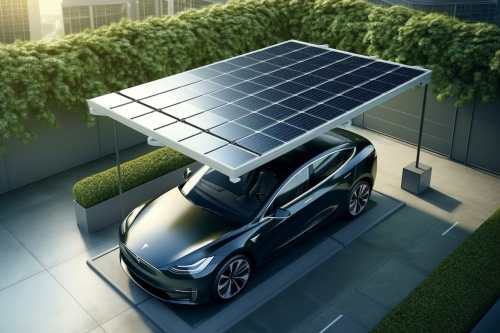 EV charging station with solar panels from above