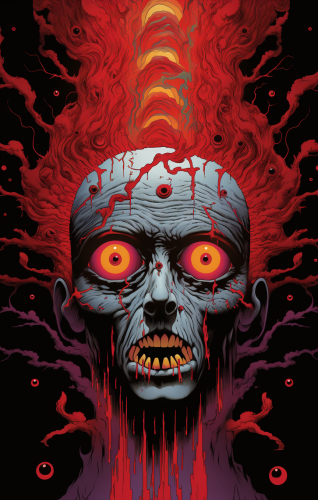 Terrifying evil clown illustration