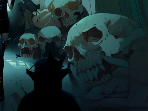 Contorted blonde evil girl in latex dresses