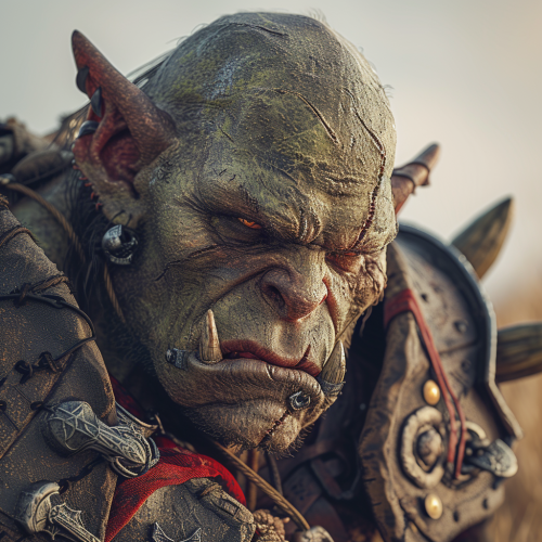 Evil Half-Orc Fighter in Desolate Wasteland