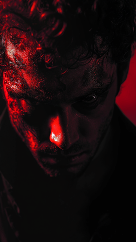 Dark psychology with evil-looking man