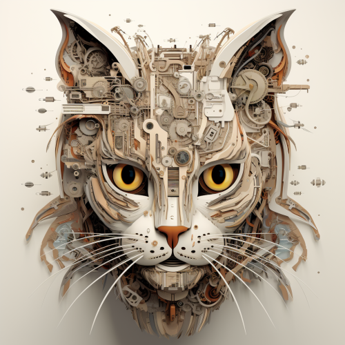 Adorable cat in exploded view