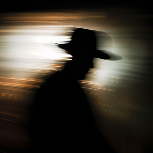 Dynamic motion blur with captivating light streaks and shadowy silhouette