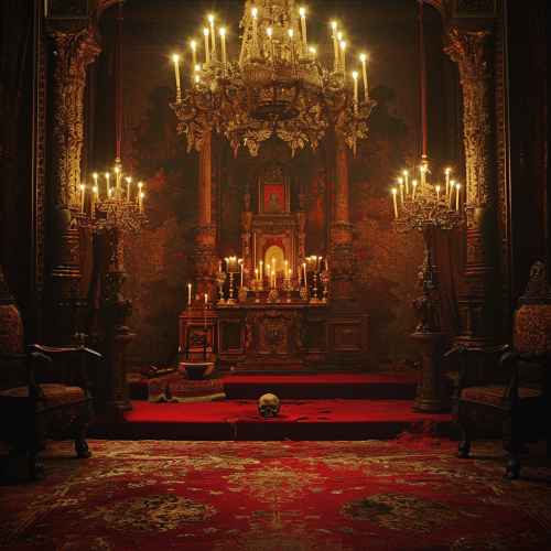 Mystical Victorian sect altar with skull