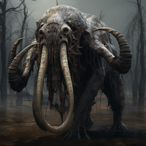 Faceless horror elephant made of leeches