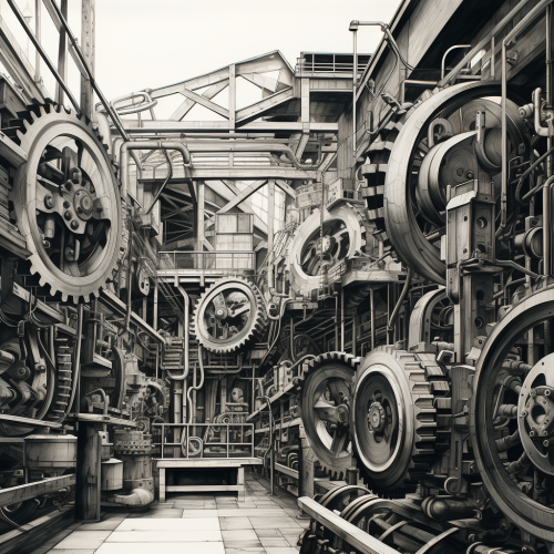 Broken factory gears illustration