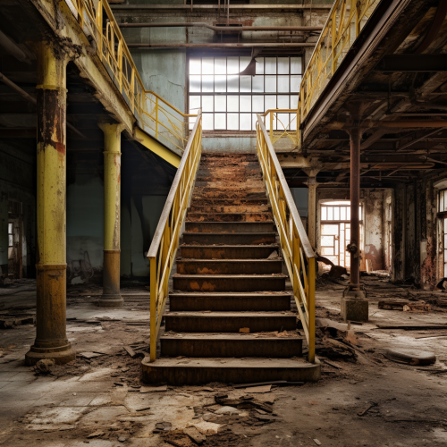 Industrial factory hall stairs