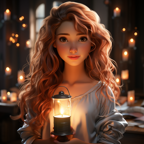 Charming fairy tale character with a candle
