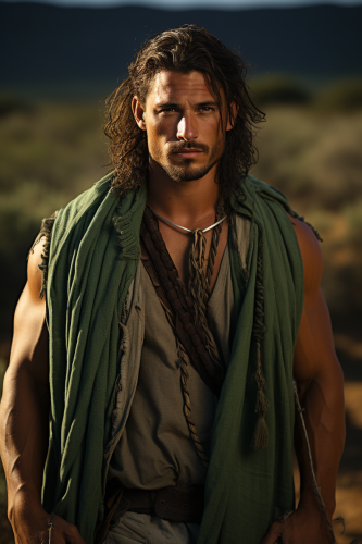 Strong Faliscan tribesman wearing green tunic