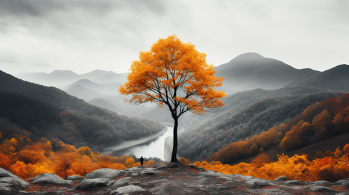 Colorful Fall Autumn Scenery Shot From Above