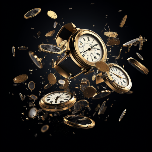 3D characters and falling watches concept