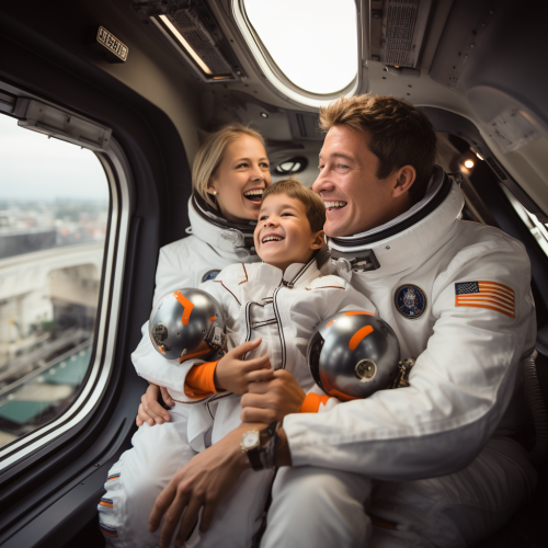 Family dressed as astronauts inside train Paris Family dressed as astronauts inside train Paris