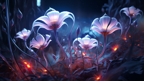 Colorful fantasy alien flowers in vibrant bloom Colorful fantasy alien flowers in vibrant bloom