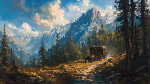 Image of heavily armored high fantasy caravan