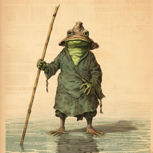 Illustration of a Frog Wizard with Staff