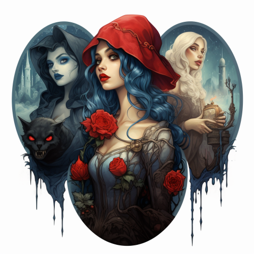 Gothic fairy tale characters illustration